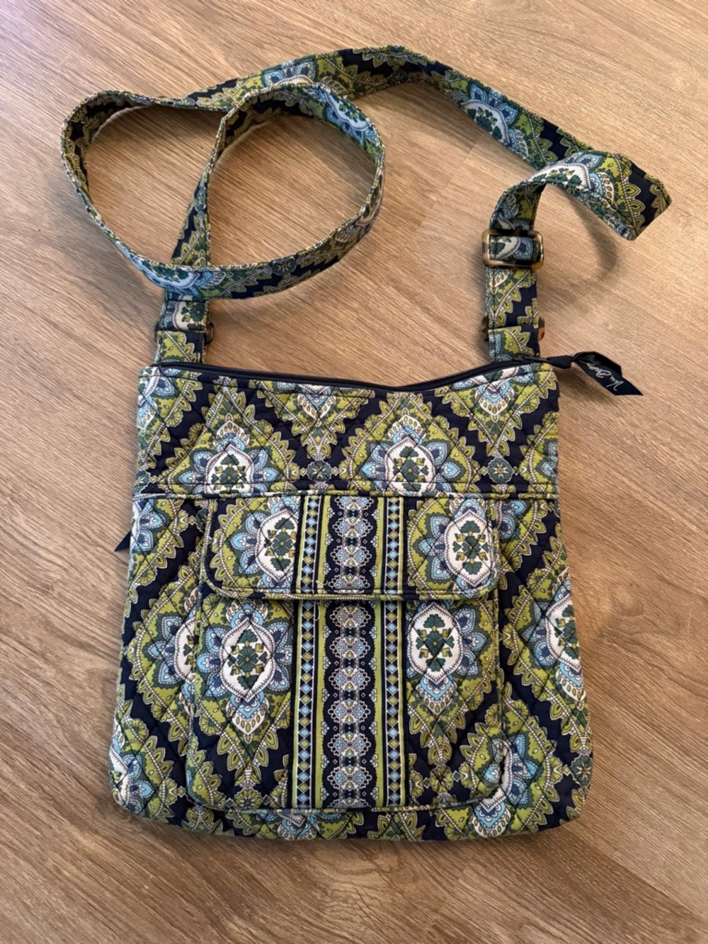 Vera Bradley Navy and Green Quilted Crossbody